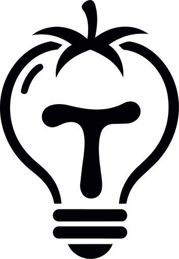 The Tomatico icon: a tomato and lightbulb fused around the letter T