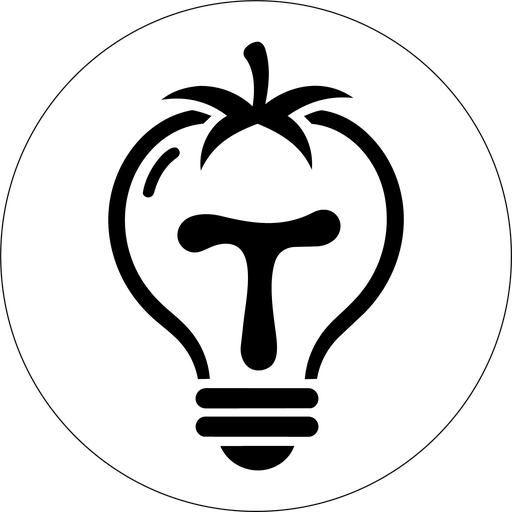 The Tomatico icon in black inside a white disc with a thin outline